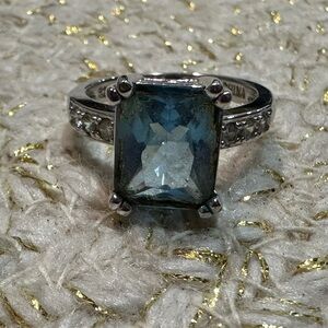 Beautiful Blue Topaz and Diamond Ring